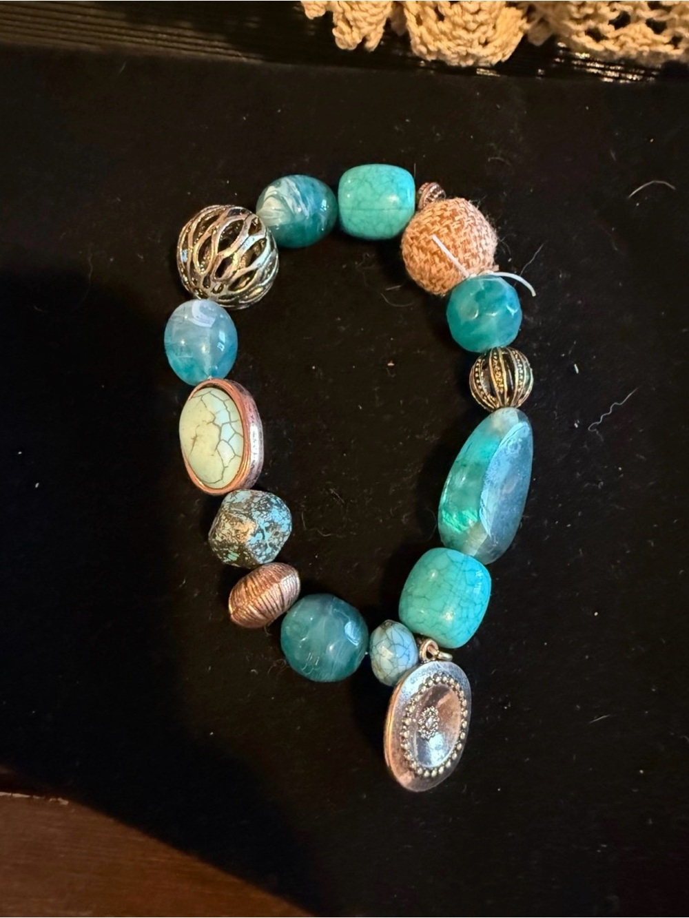 Turquoise Bead Stretch Bracelet - Women Jewelry